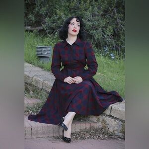 Kim Check Swing Dress by Hearts & Roses London
